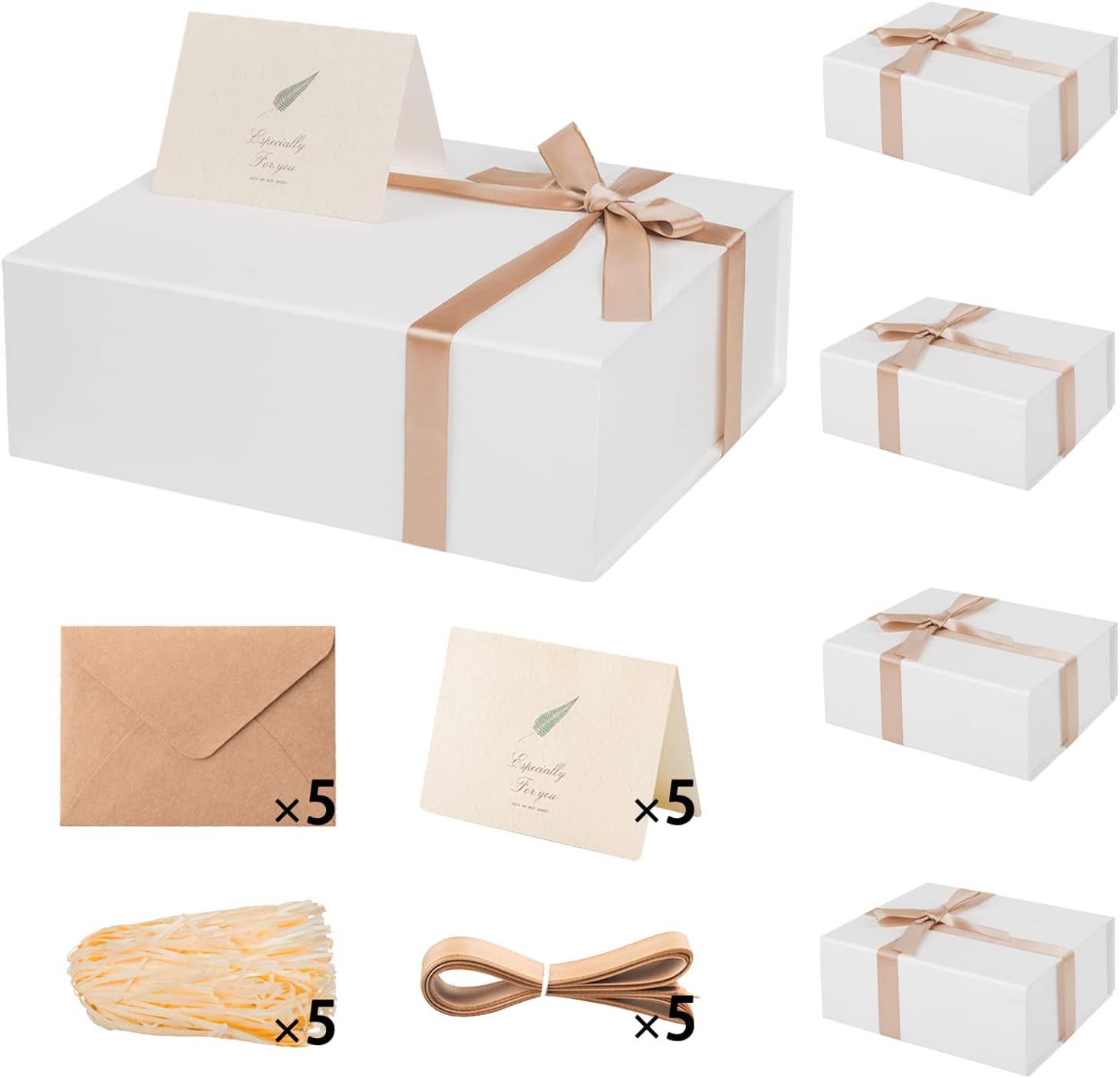 LIFELUM Christmas Gift Boxes with Lids for Presents 5 Pack