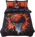 Basketball Comforter Set Twin Black Bedding for Kids and Teens