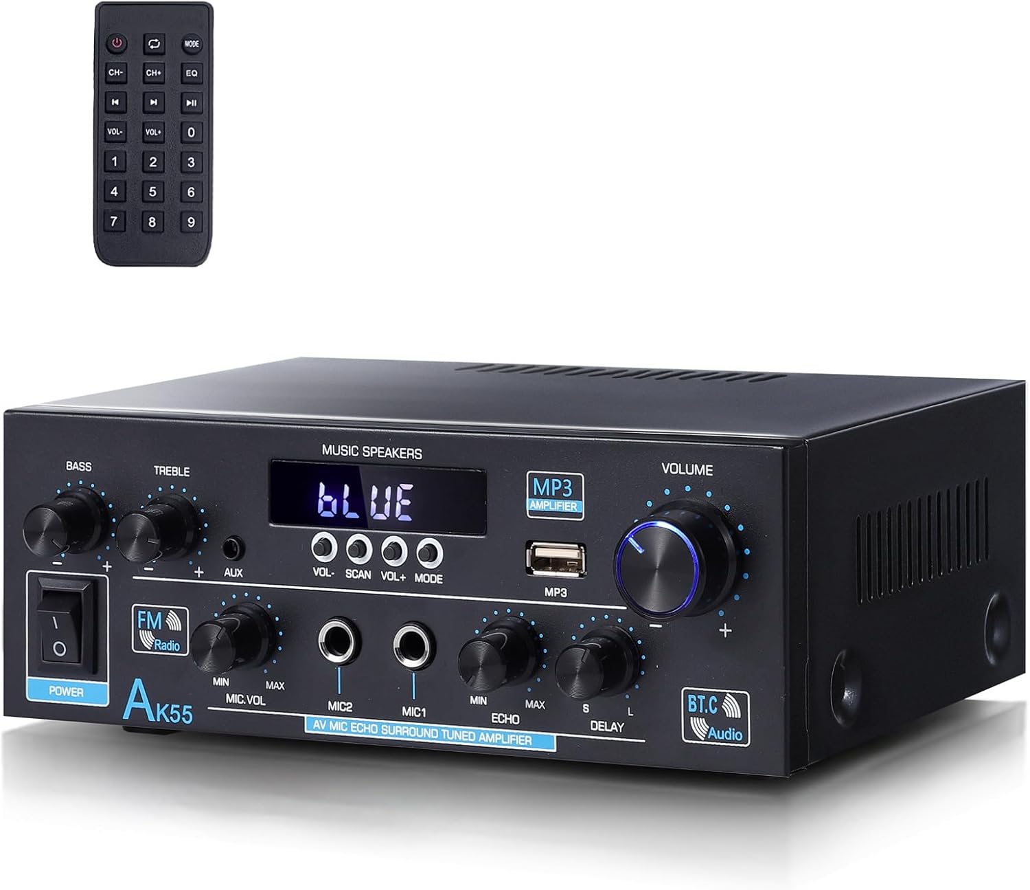 AK55 Bluetooth 5.0 Amplifier Home Audio for Theater & Karaoke