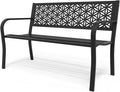 50 in Outdoor Bench Metal with Floral Back - Sturdy 800lb Capacity