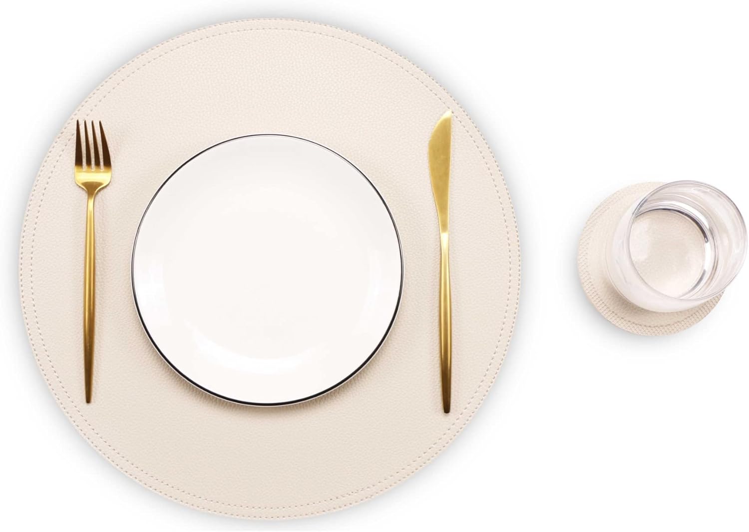 Jovono Set of 8 Faux Leather Round Placemats and Coasters