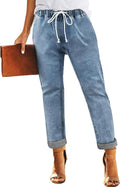 Women's Pull On Jeans Drawstring Elastic Waist Denim Joggers - Stretch