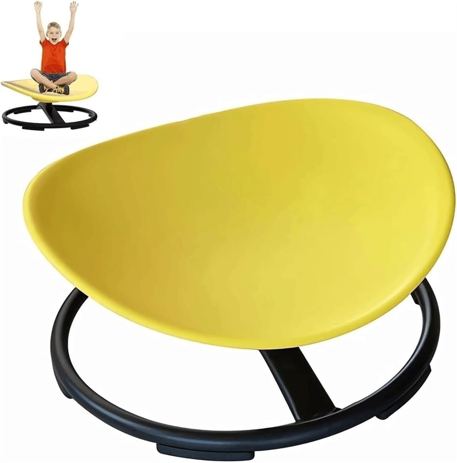 Sensory Spin Chair for Kids with Autism - Yellow Swivel Seat