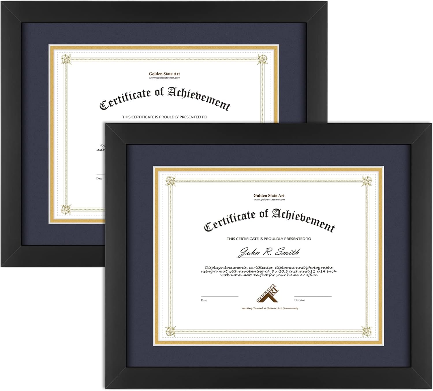 Elegant 11x14 Diploma Frame with Double Mat for Certificates