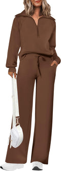PRETTYGARDEN Women's 2 Piece Tracksuit Set - Cozy Half Zip Pullover