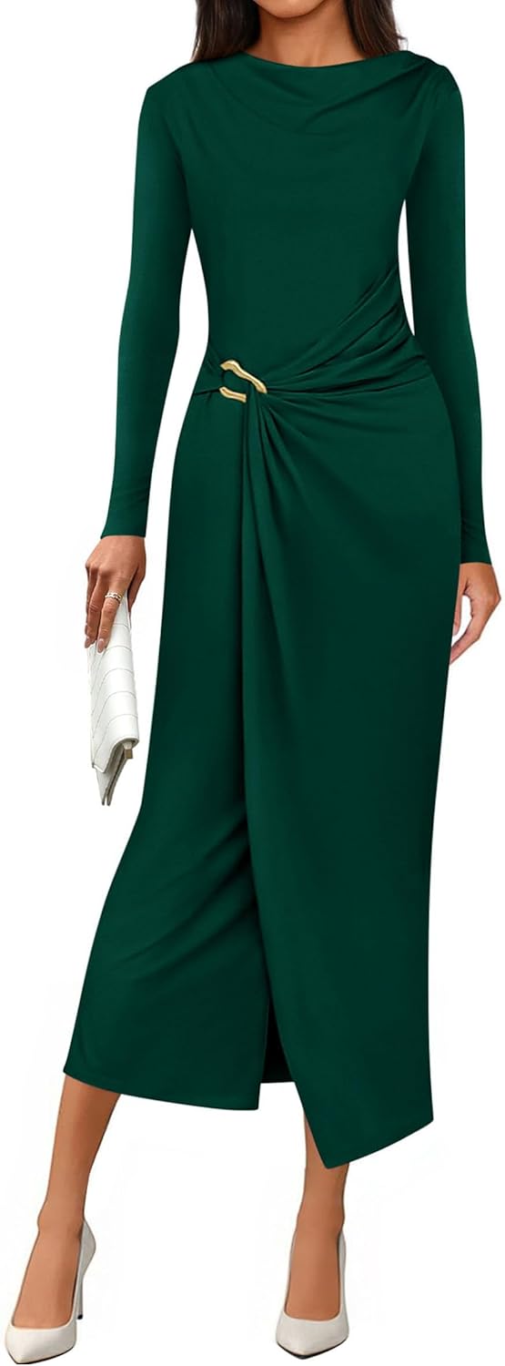 Elegant Long Sleeve Bodycon Midi Dresses for Fall Weddings
