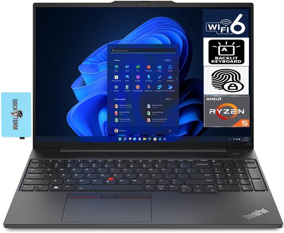 Lenovo Thinkpad E16 Laptop with Ryzen 5 and Dockztorm Hub