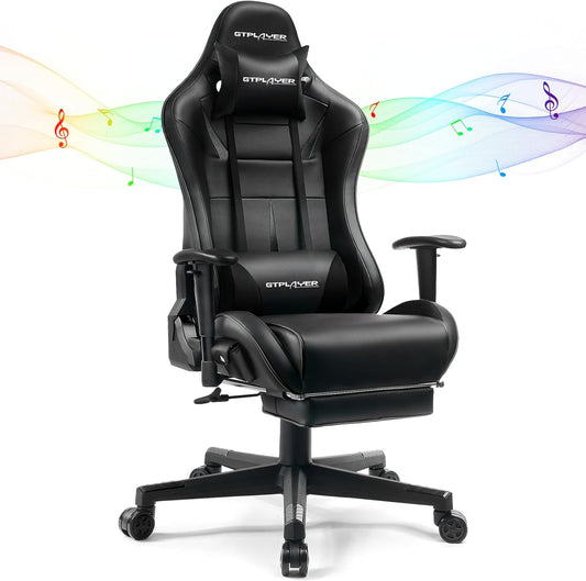 GTPLAYER Gaming Chair with Speakers and Footrest for Comfort