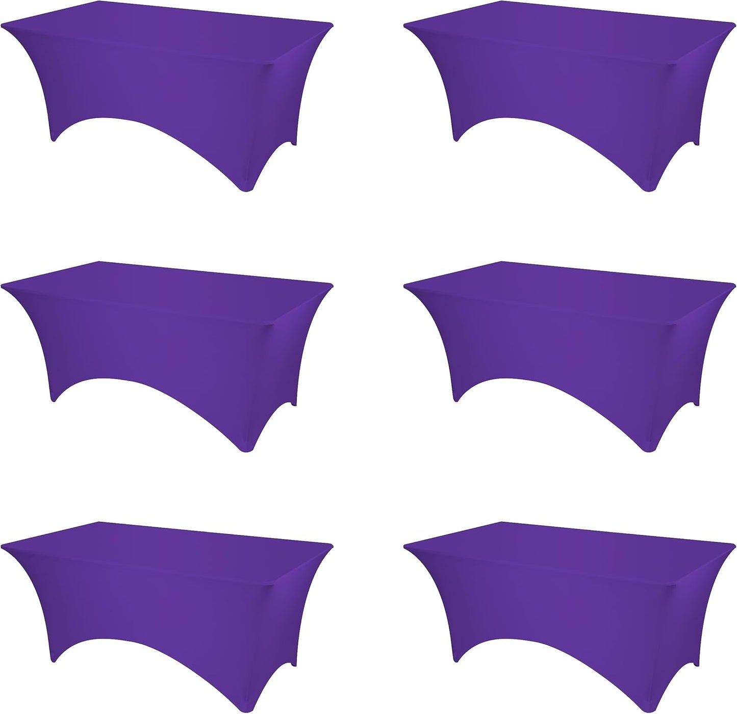 Premium 6 Pack Purple Fitted Spandex Table Covers for Events