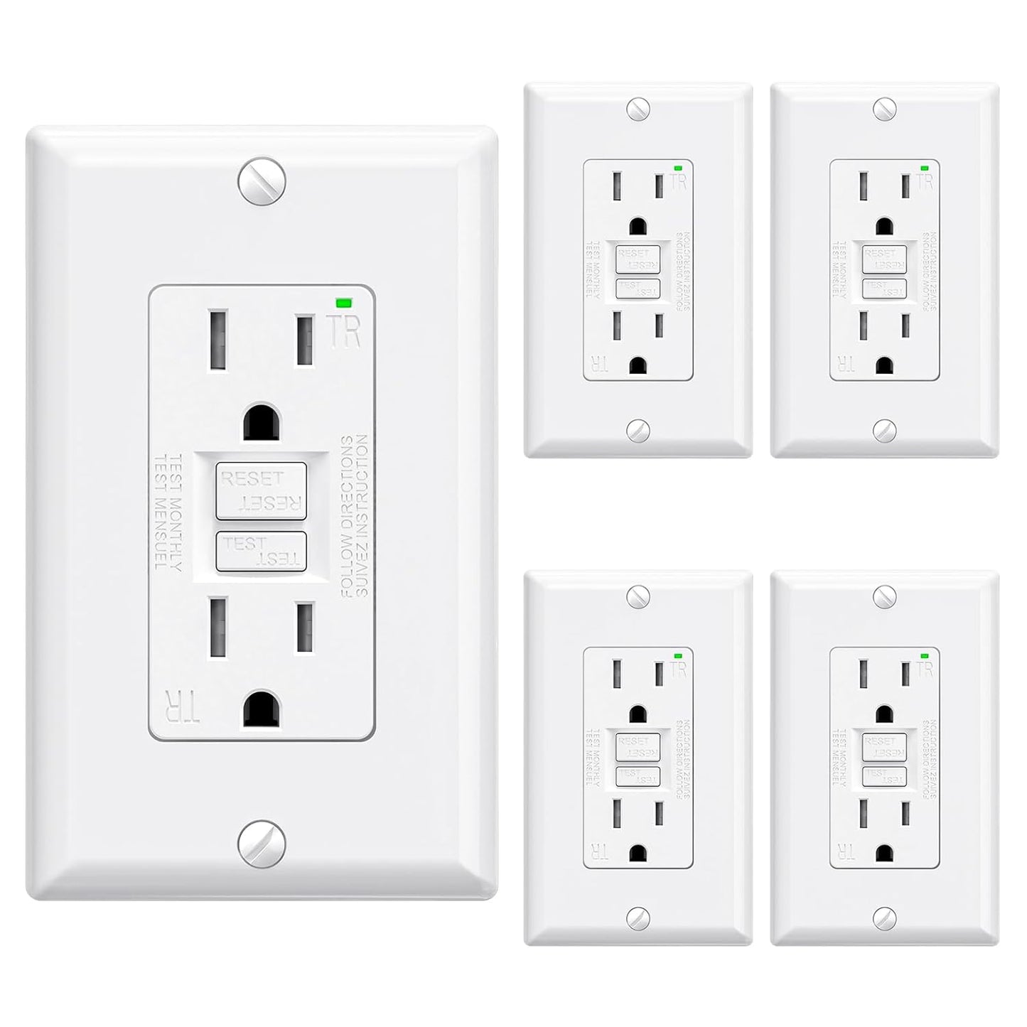 ELEGRP GFCI Outlet 15 Amp with Self-Test and Tamper Resistance