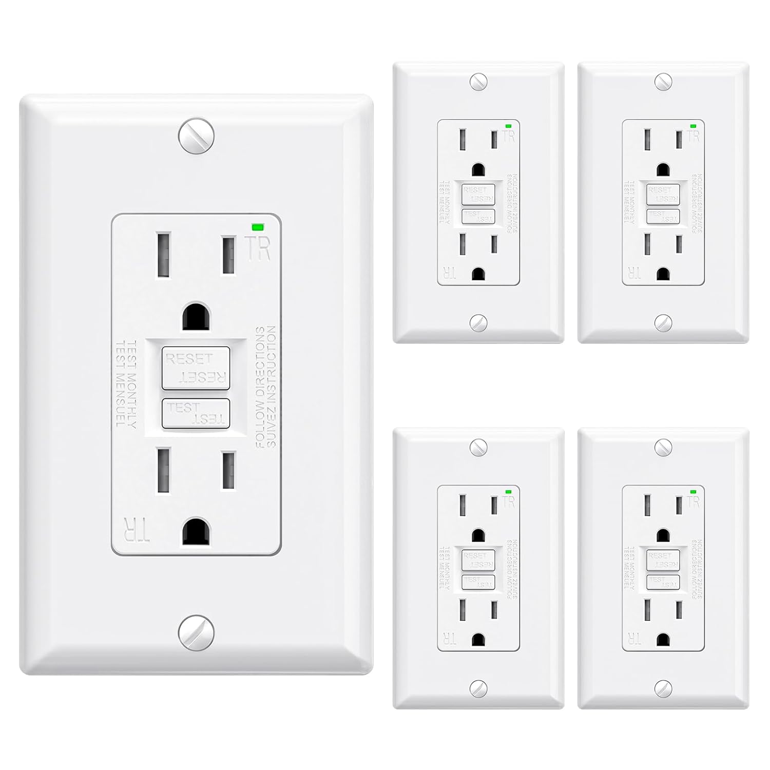 ELEGRP GFCI Outlet 15 Amp with Self-Test and Tamper Resistance