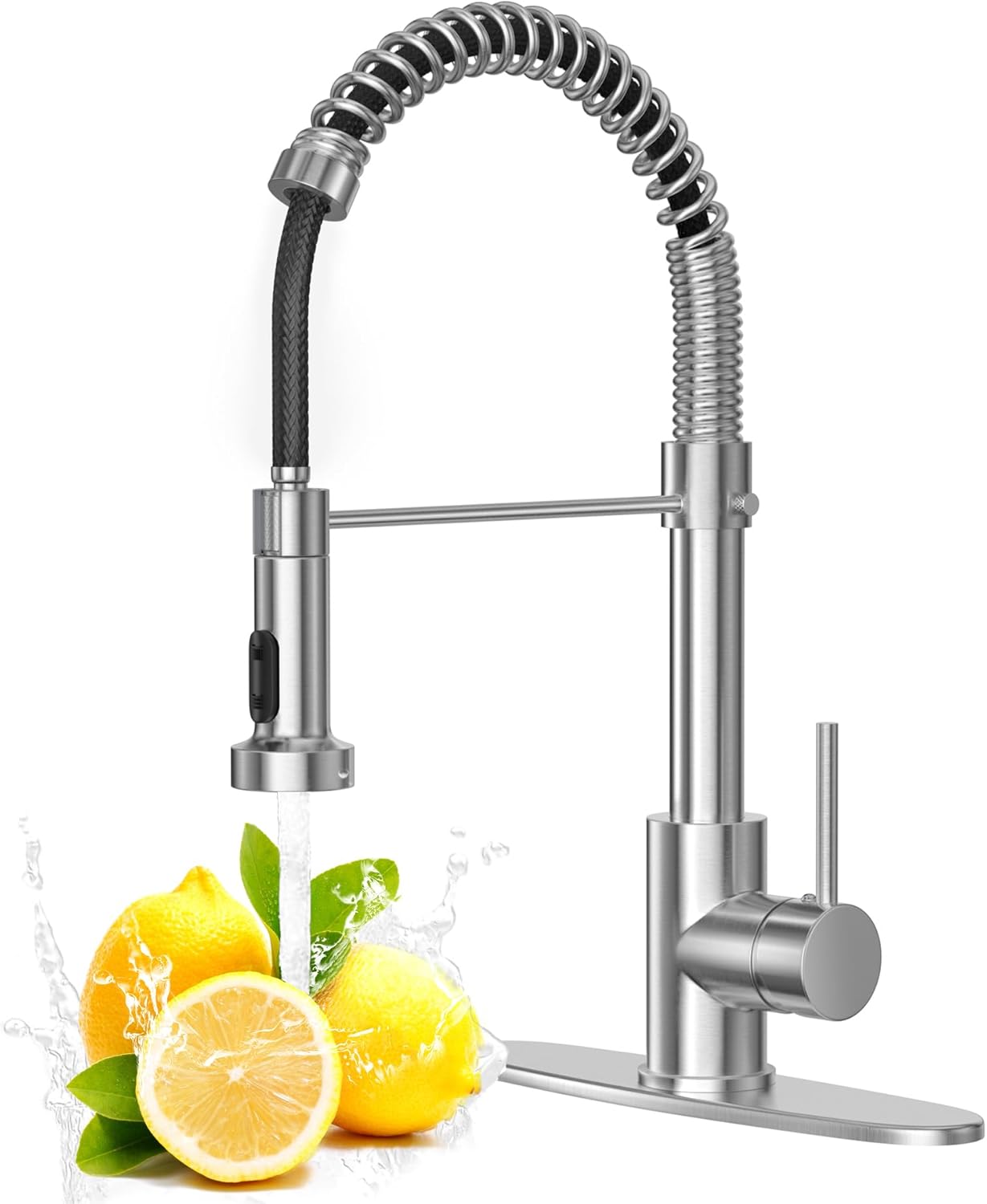 Brushed Nickel Kitchen Faucet with Pull Down Sprayer for Home