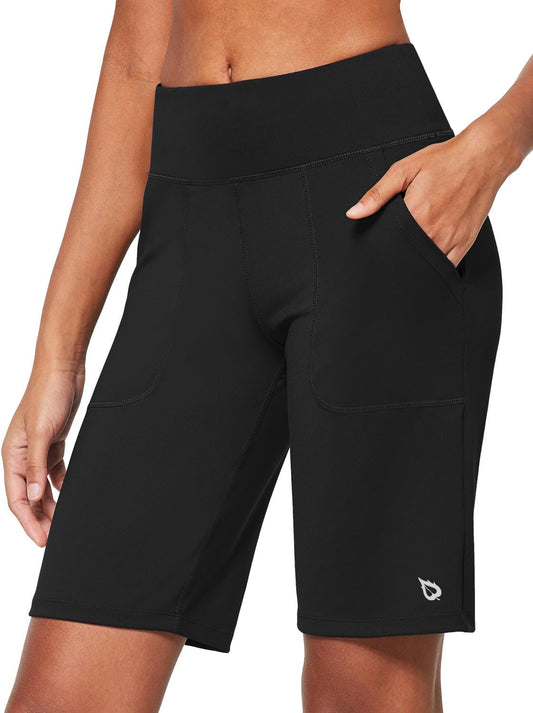 Baleaf Women's Bermuda Long Shorts for Summer Workouts and More