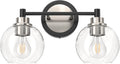 Bathroom Vanity Light 2-Light Globe Glass - Modern Matte Black