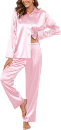 Ekouaer Satin Pajamas for Women Long Sleeve Set - Soft Silk Feel