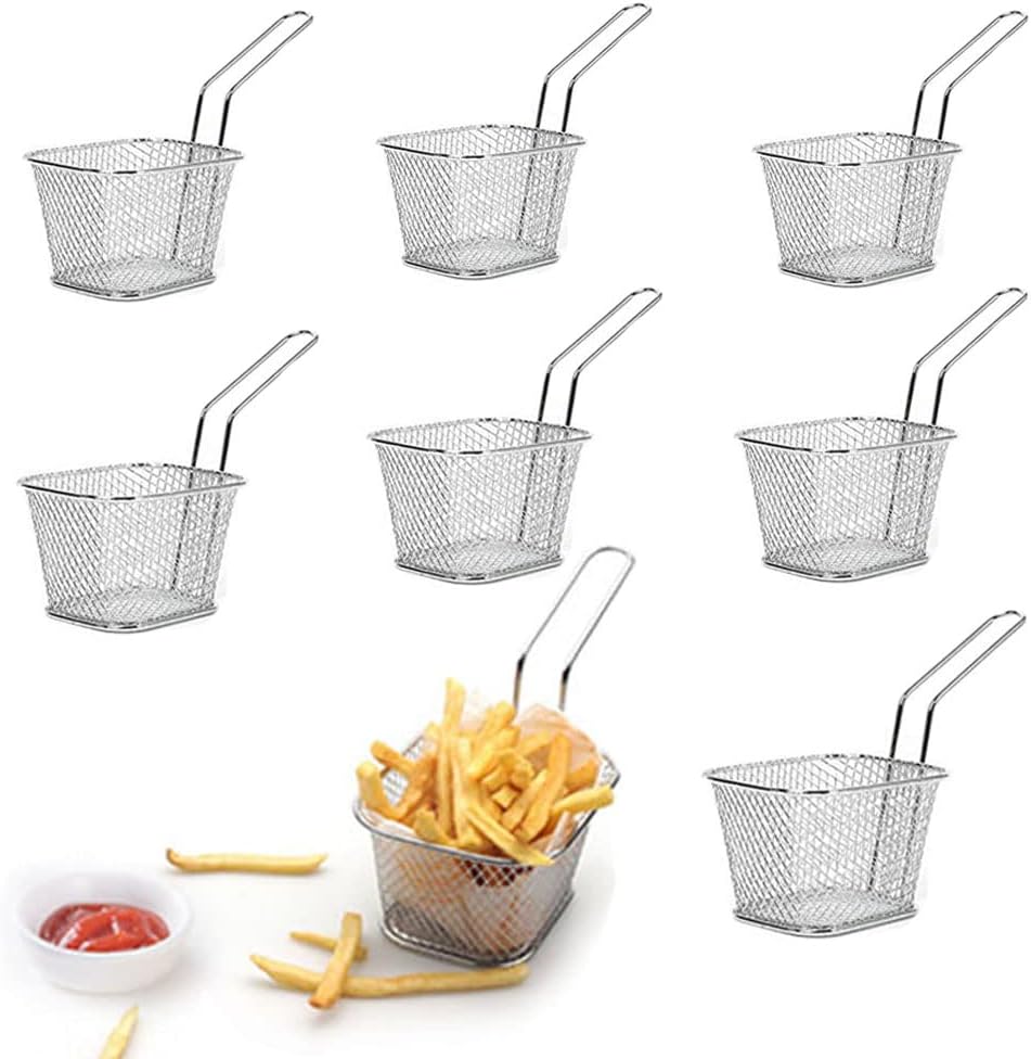 8pcs Mini Square French Fry Baskets - Stylish & Functional!