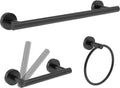 3pc Bathroom Hardware Set Matte Black - Durable Towel & Paper Holders