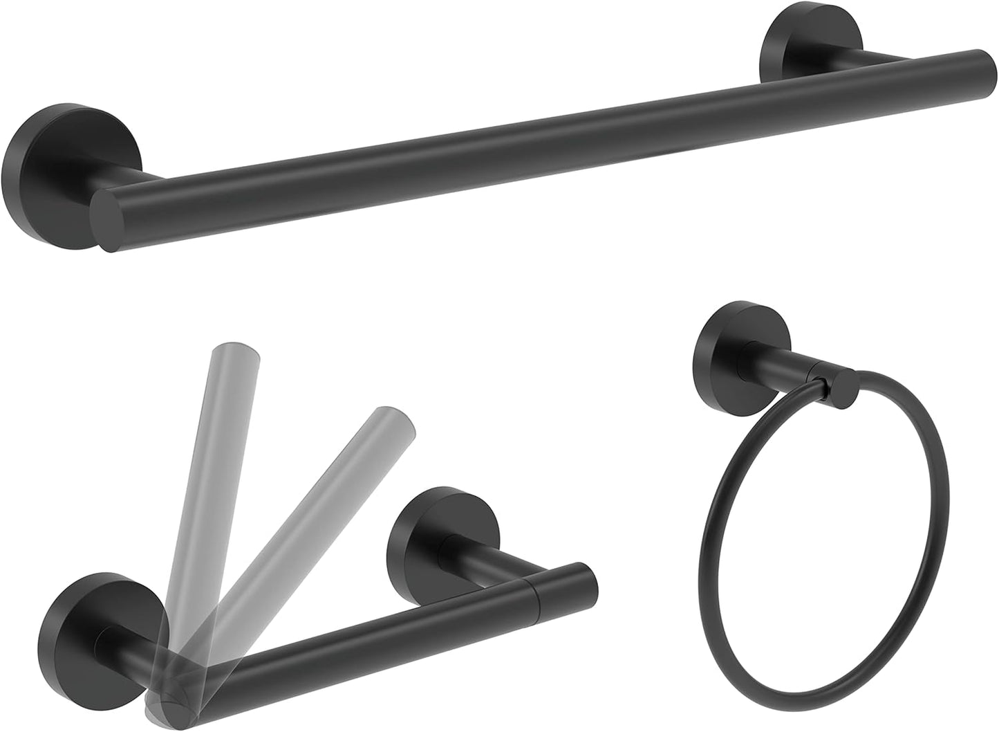 3pc Bathroom Hardware Set with Matte Black Finish for Style