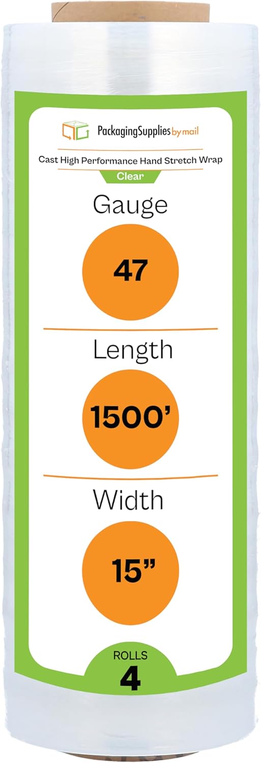 PSBM Stretch Wrap for Packing, 15 Inch x 1500 Feet Rolls
