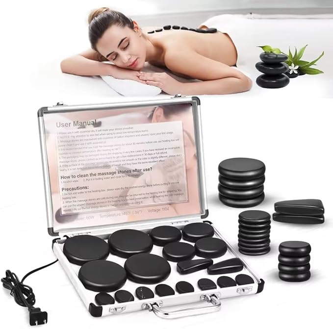 SLIMSTY Hot Stones Massage Set for Relaxation and Pain Relief
