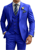 Mens Suit 3 Piece Slim Fit Double Breasted Royal Blue Suit - Versatile