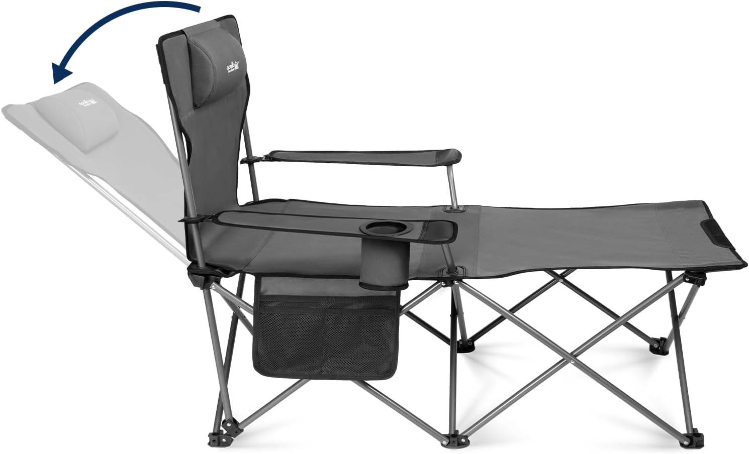 Outdoor Reclining Beach Chair with Footrest - Comfort & Style in Grey
