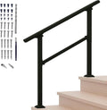 Black 3 Step Hand Rails for Outdoor Steps - Sturdy Porch Rail