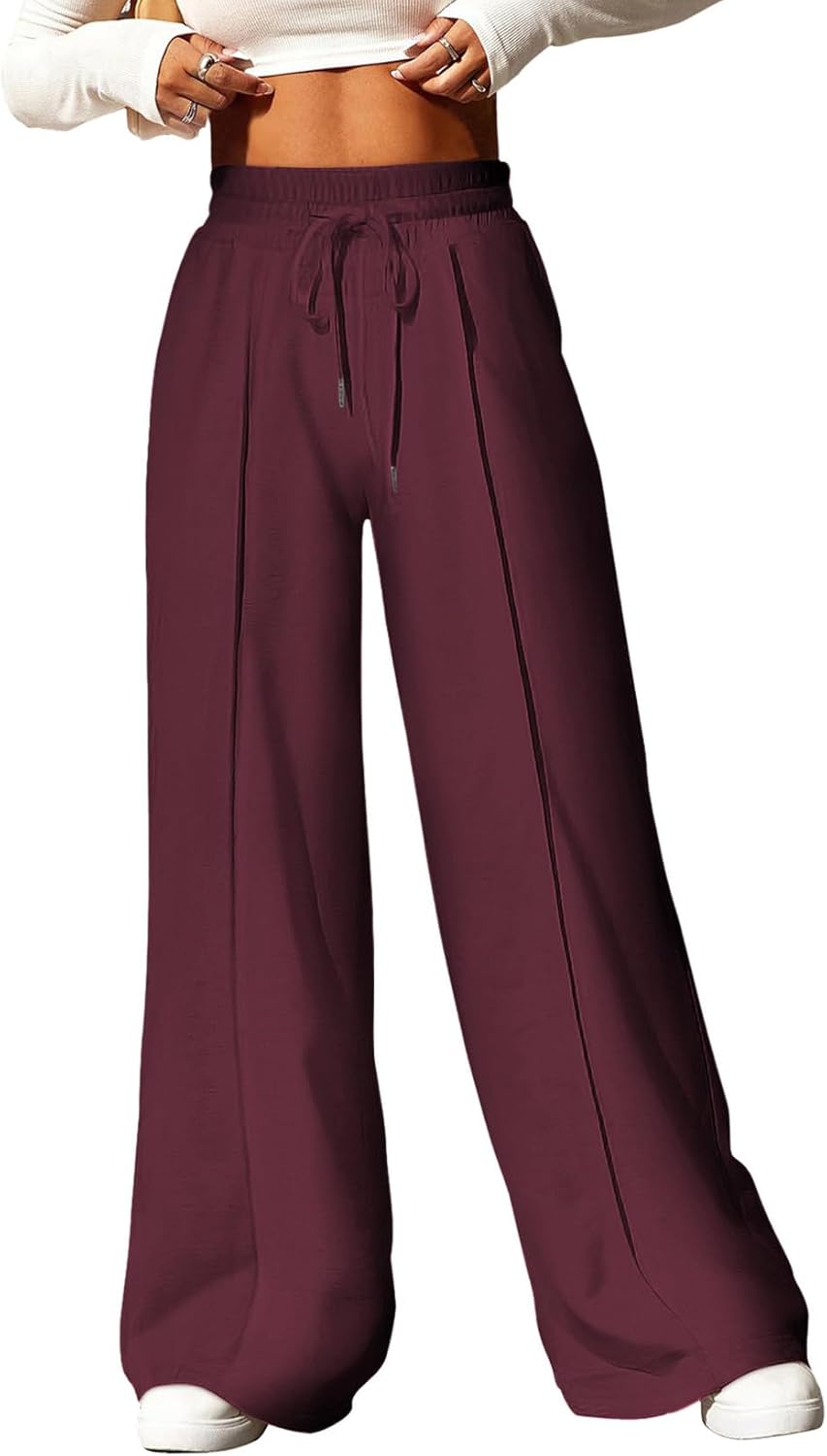 High Waisted Wide Leg Sweatpants for Women - Comfortable Fit