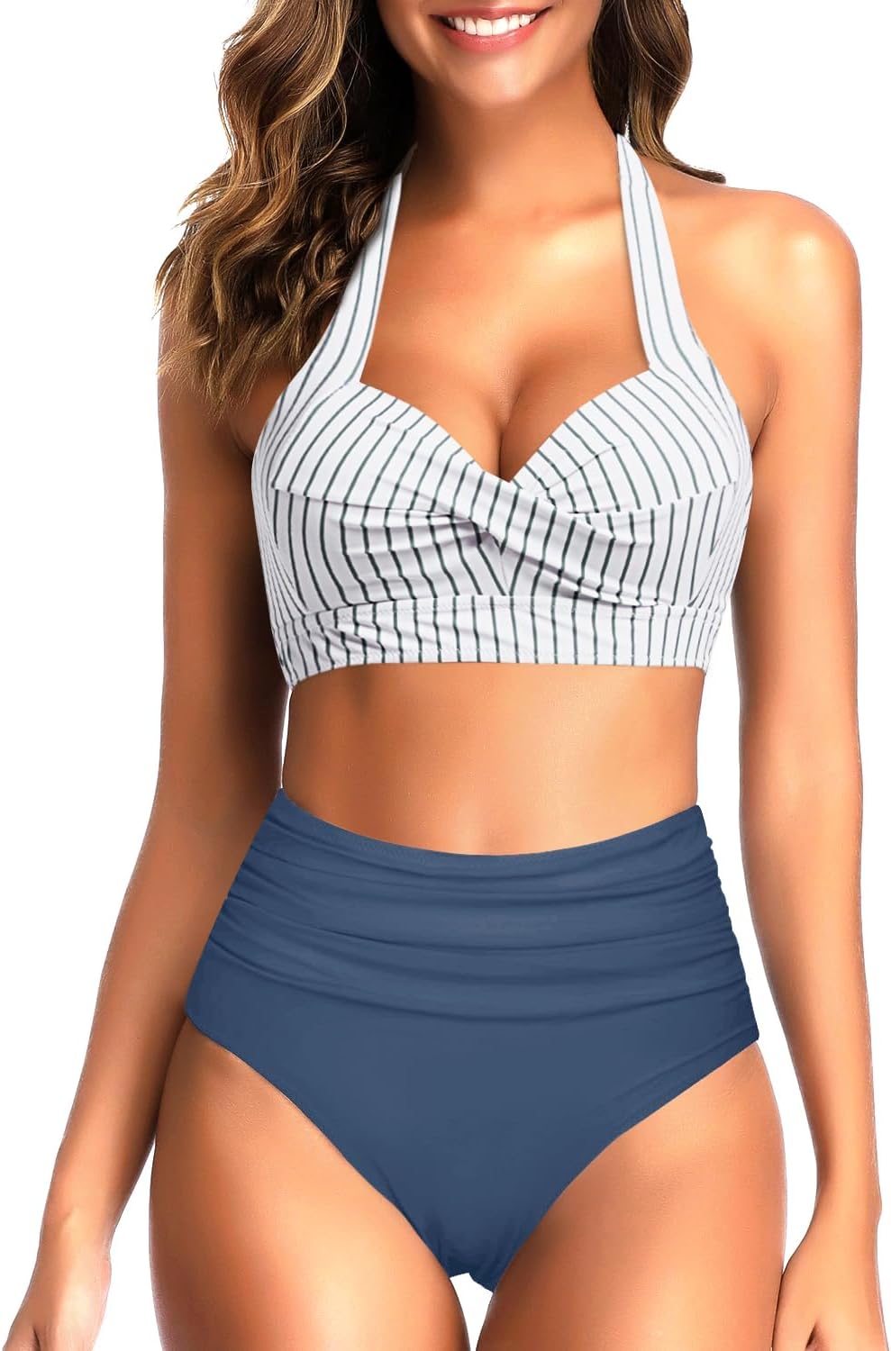 Tempt Me Vintage Swimsuit Retro Halter High Waist Bikini Set