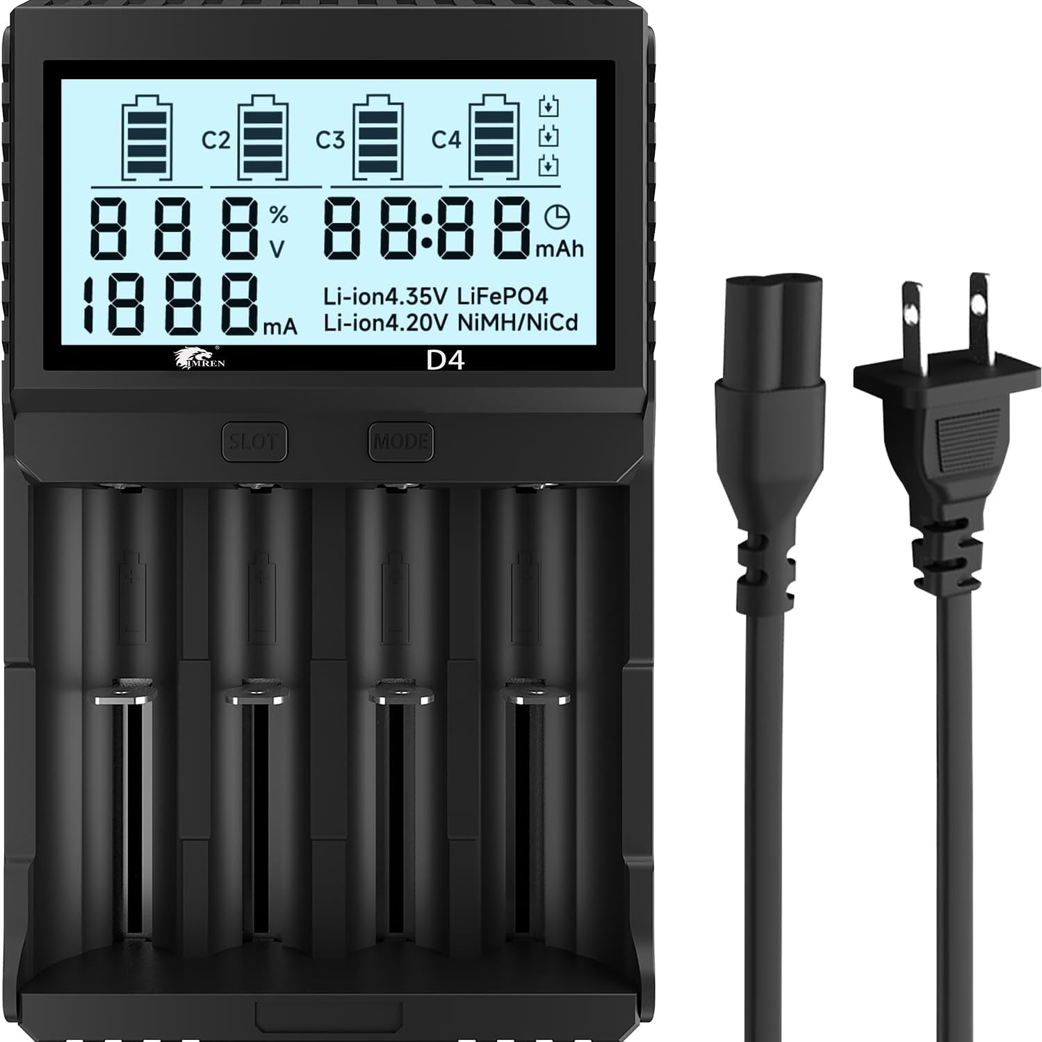 IMREN 18650 Battery Charger & Capacity Tester - LCD Display, Multi-Compatibility!