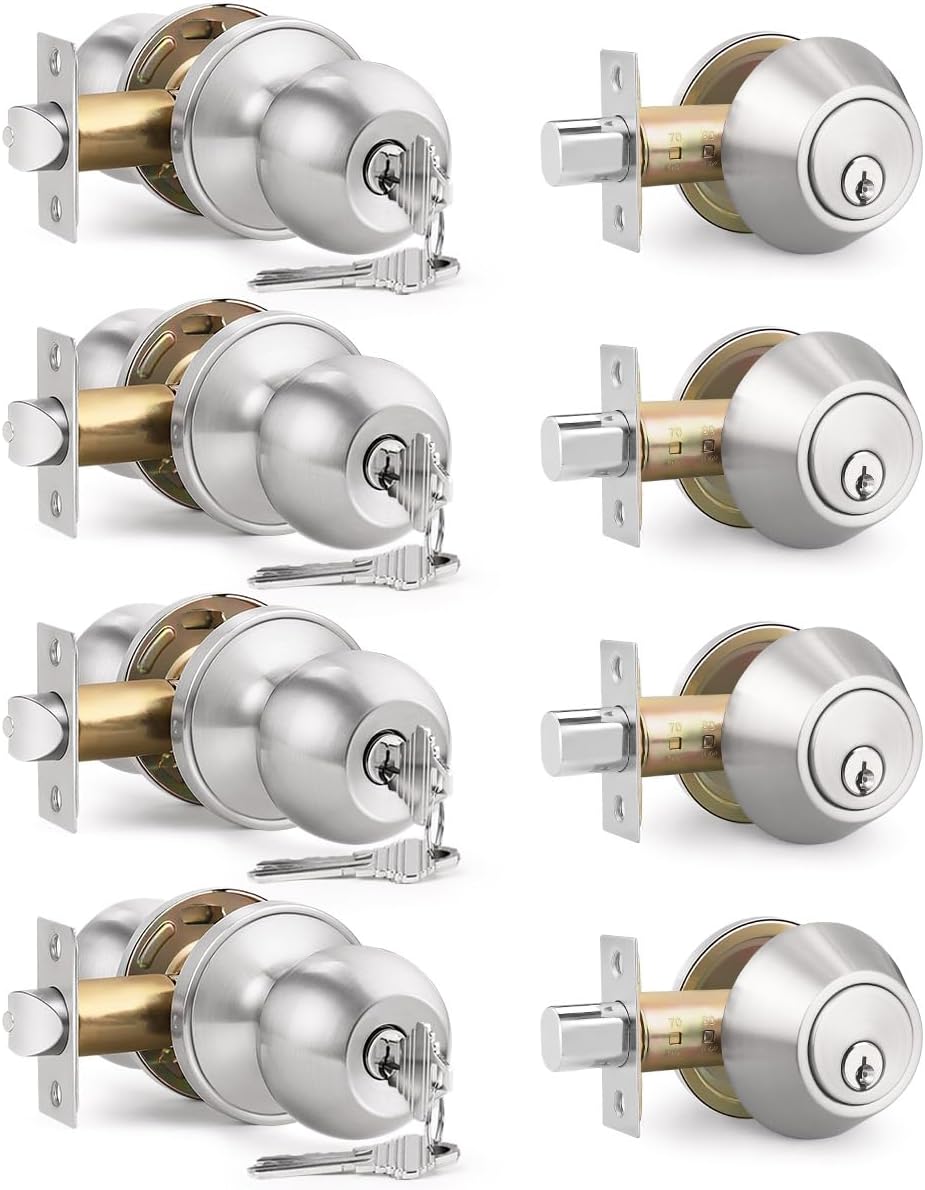 Keyed Entry Door Knob and Deadbolt Set for Enhanced Security
