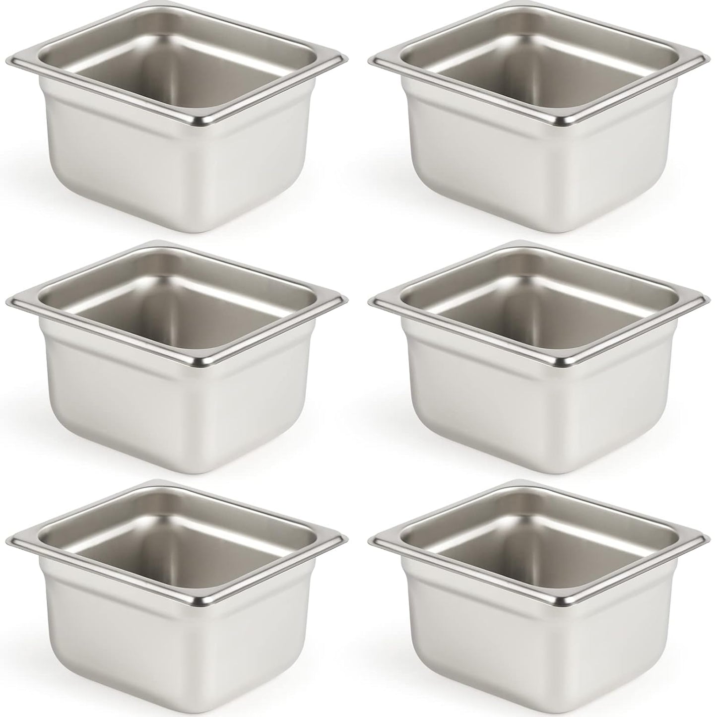 CURTA 6 Pack Anti-Jam Hotel Pans for Food Storage and Serving