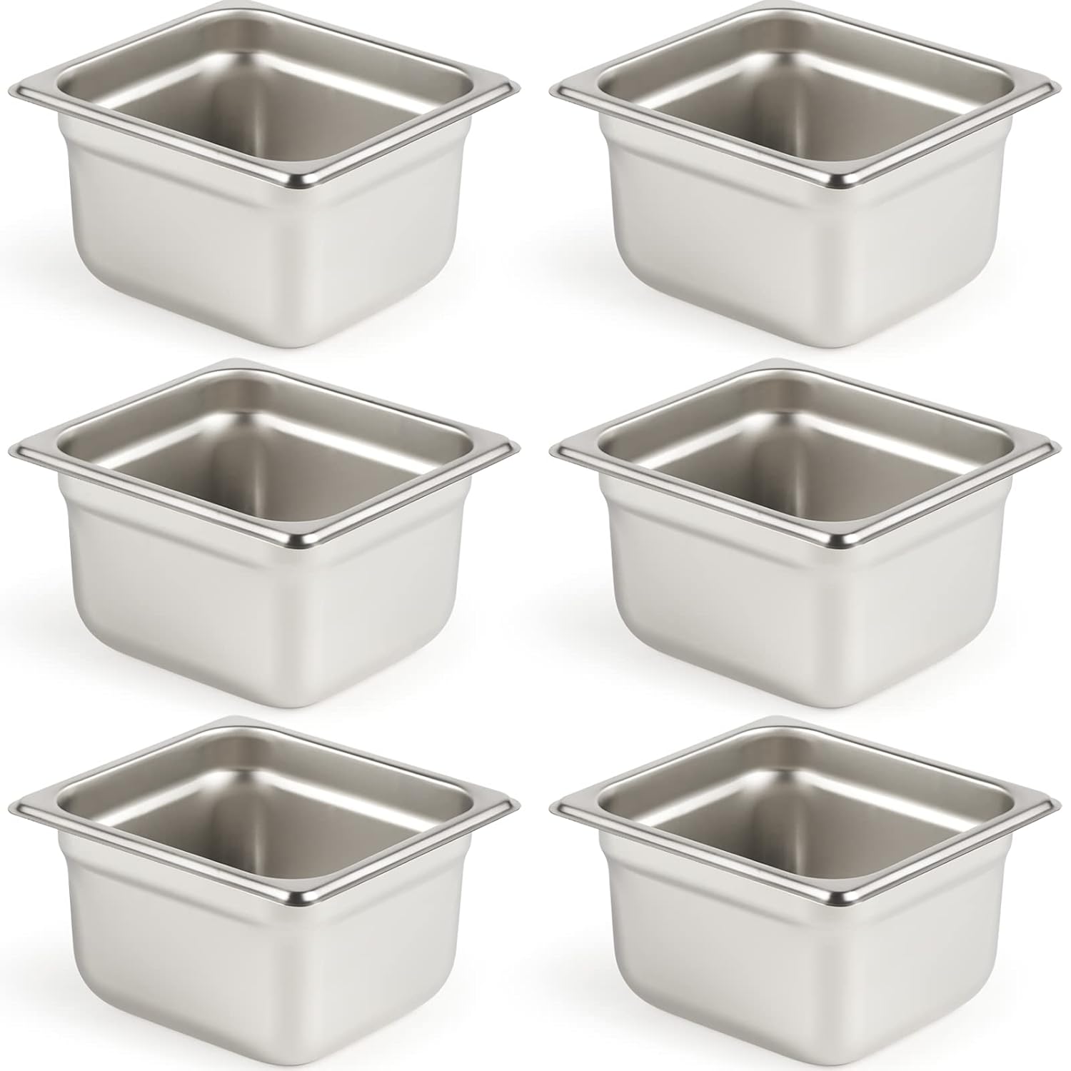 CURTA 6 Pack Anti-Jam Hotel Pans for Food Storage and Serving