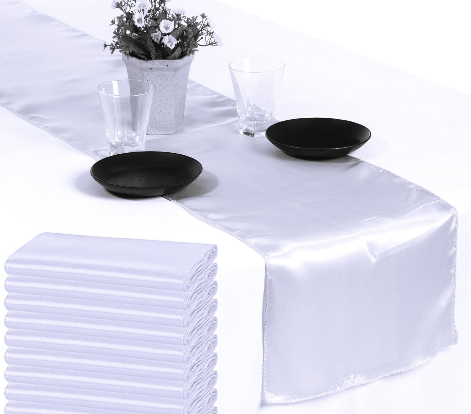 MDS 50 PCS Satin Table Runners for Elegant Event Decor
