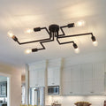 6-Light Semi Flush Mount Ceiling Light Fixture - Vintage Black