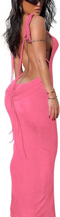 Backless Cowl Neck Going Out Dress for Women - Sleek SemiFormal Maxi