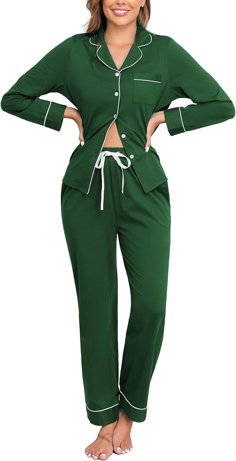 Veseacky 100% Cotton Pajamas for Women Set Soft Pjs Lounge Wear