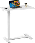 Overbed Bedside Table with Wheels - Adjustable Rolling Laptop Desk