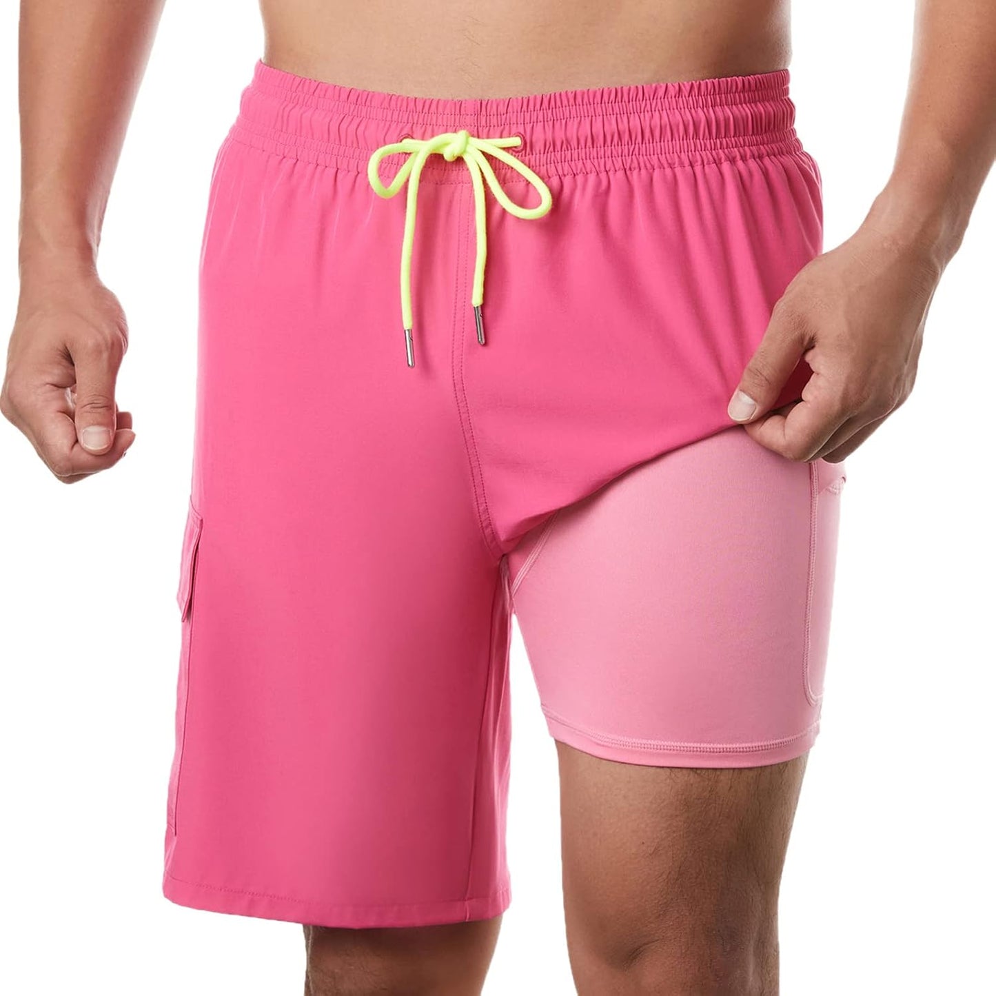 BRISIRA Mens Swim Trunks with Compression Liner for Comfort