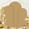 Khaki Arch Cover Set of 3 Spandex Round Top Backdrop Covers - Elegant