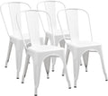 Metal Dining Chair Set of 4 - Stackable Trattoria Bistro Chairs