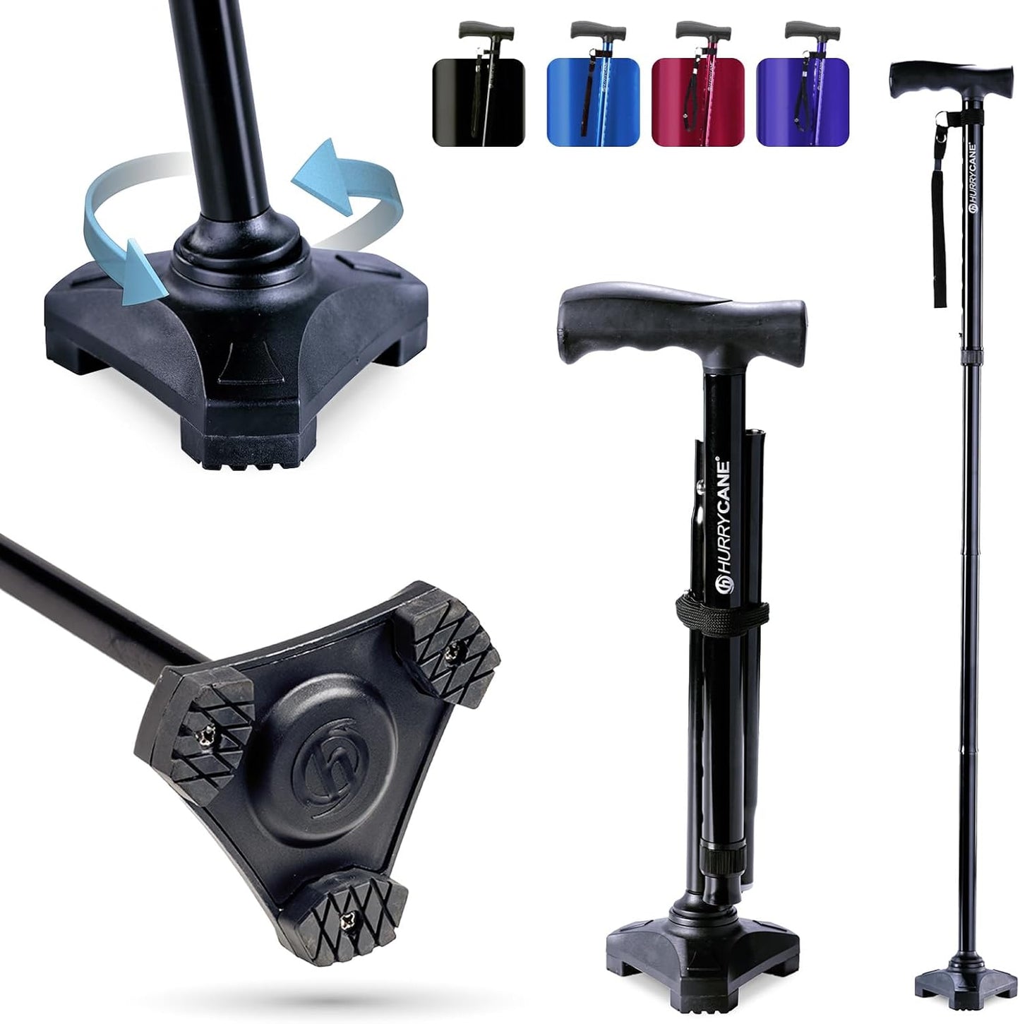 HurryCane Freedom Edition Foldable Walking Cane for Support