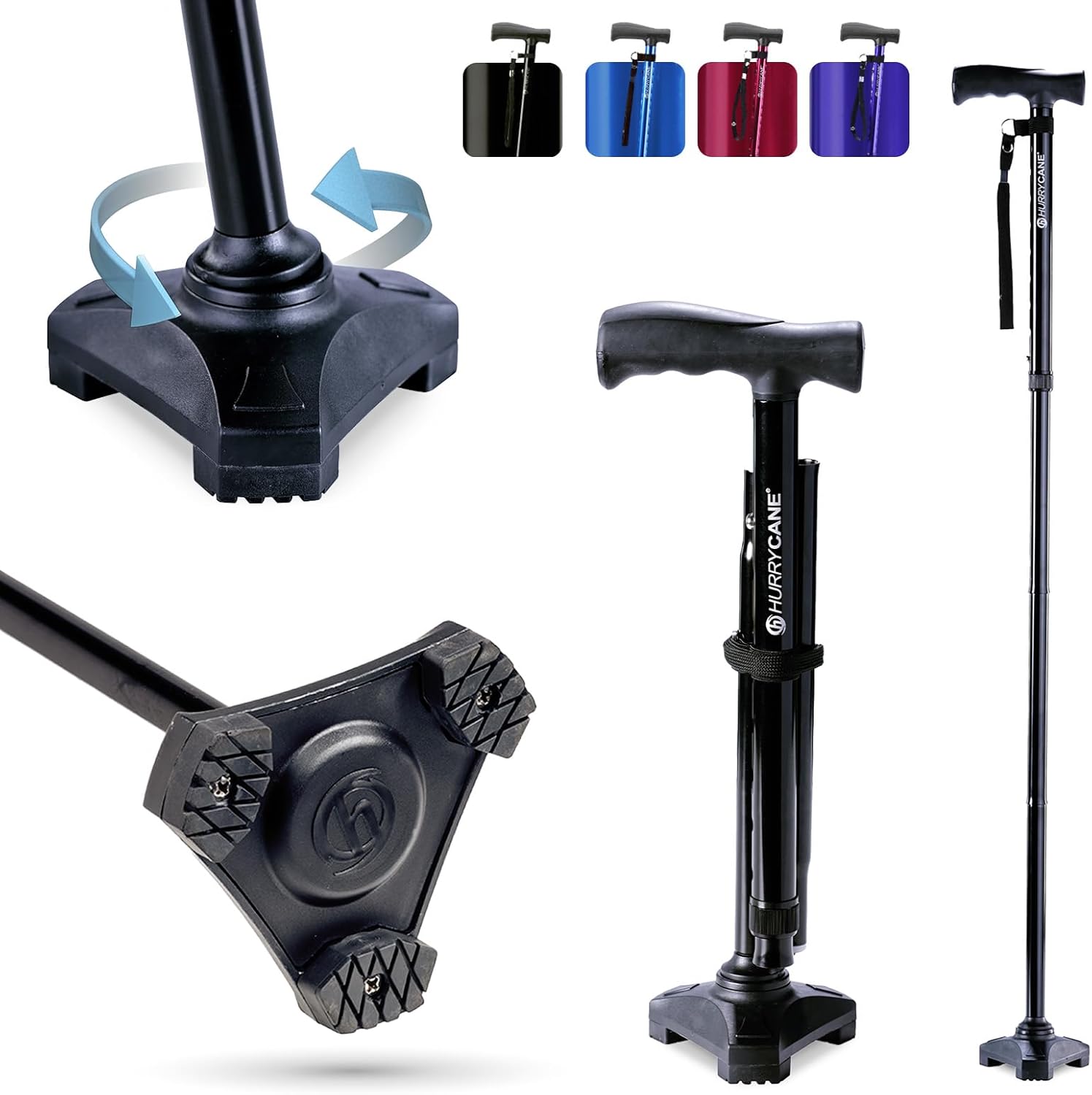 HurryCane Freedom Edition Foldable Walking Cane for Support
