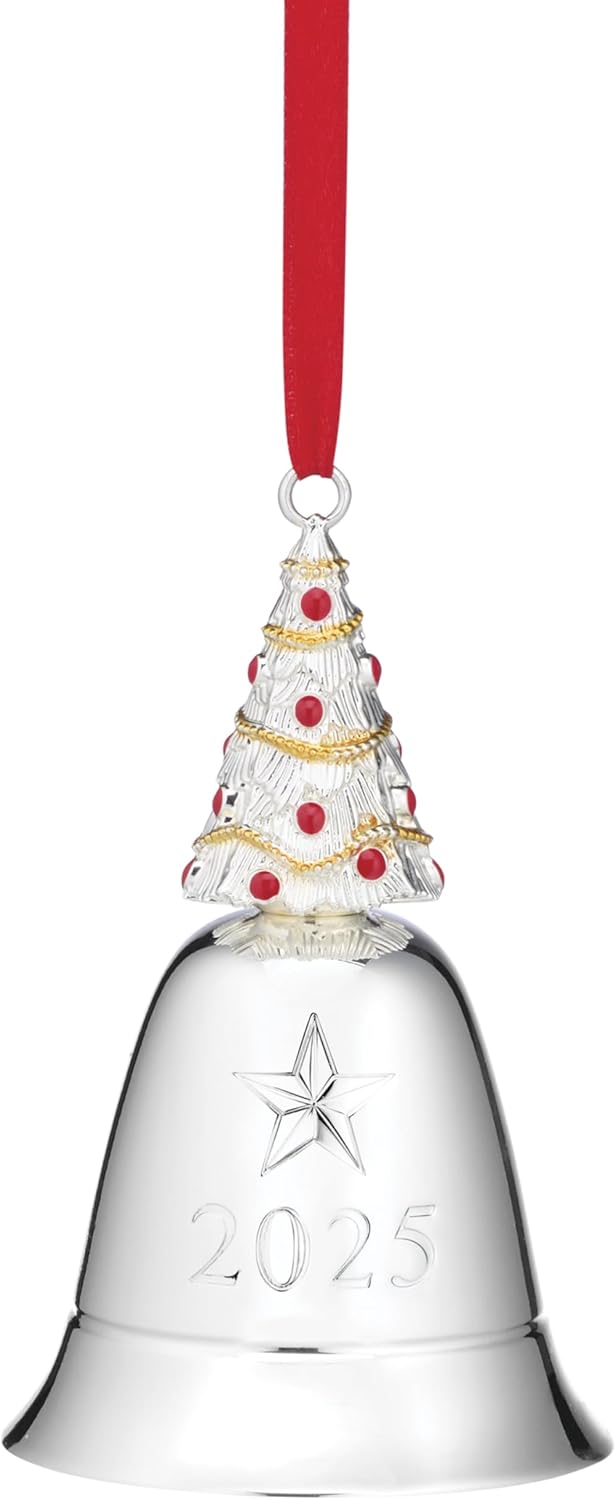 Lenox 2025 Musical Bell Silverplate Ornament for Holidays