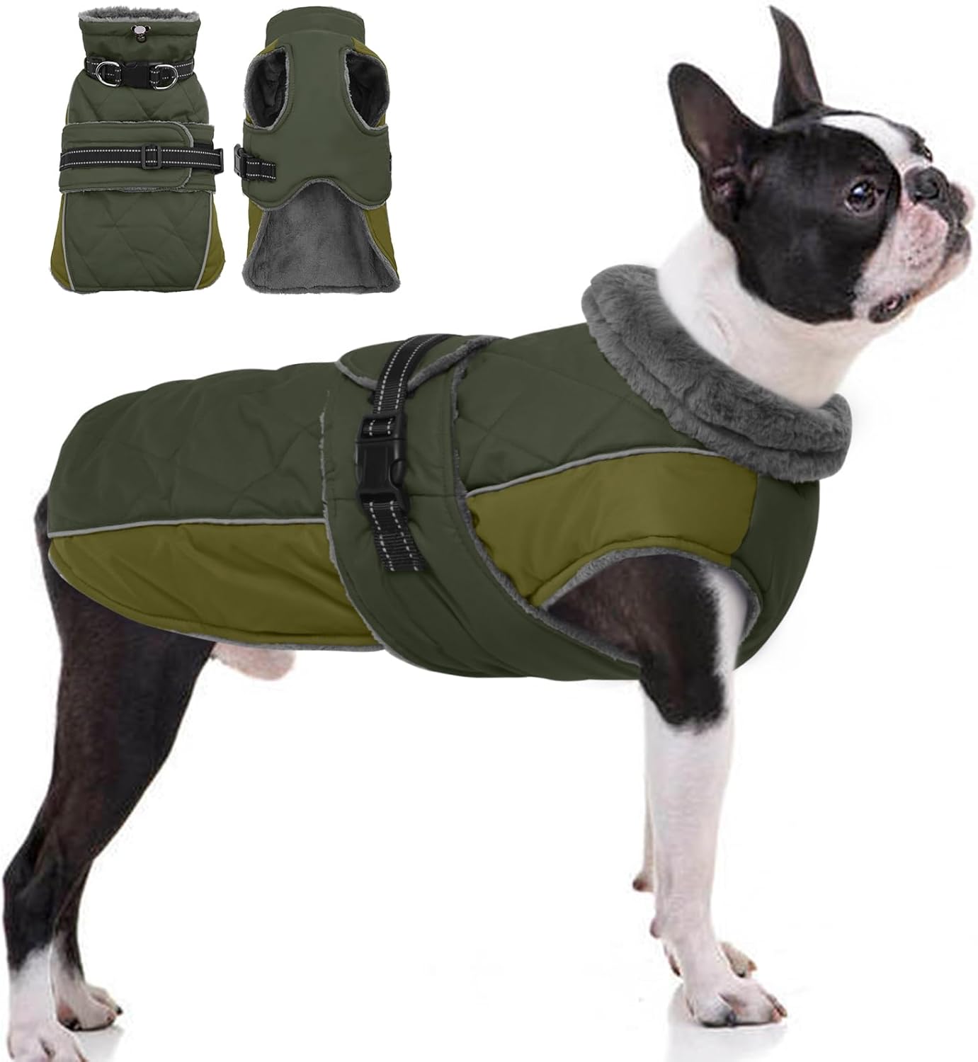 QBLEEV Warm Dog Jacket - Reflective Adjustable Winter Coat