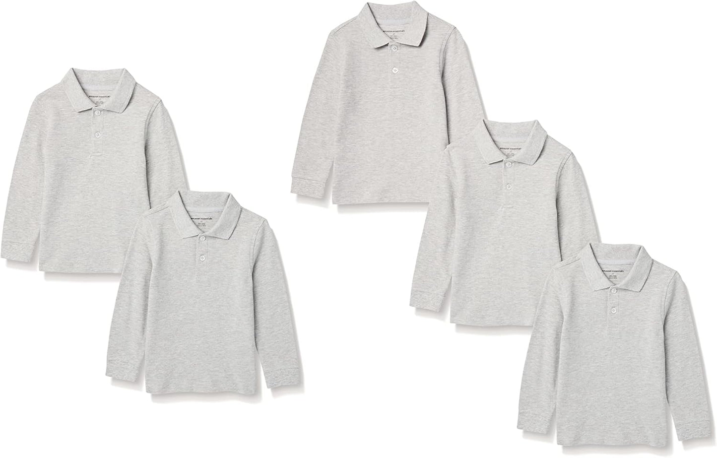 Boys and Toddlers' Long-Sleeve Pique Polo Shirts for Uniforms