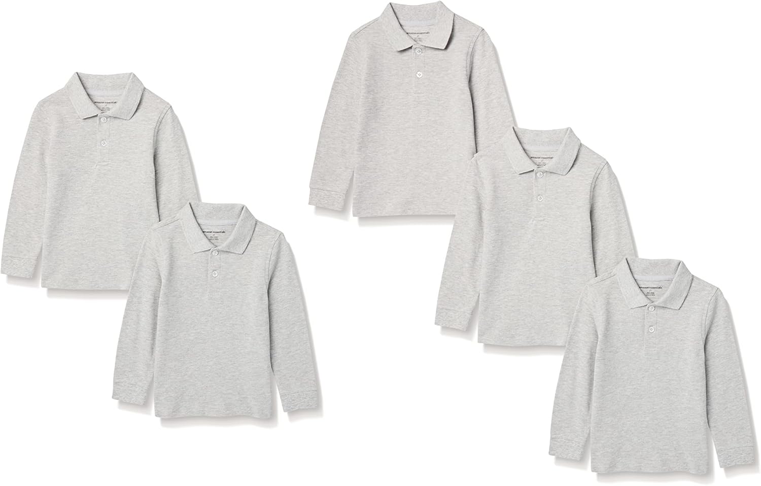 Boys and Toddlers' Long-Sleeve Pique Polo Shirts for Uniforms