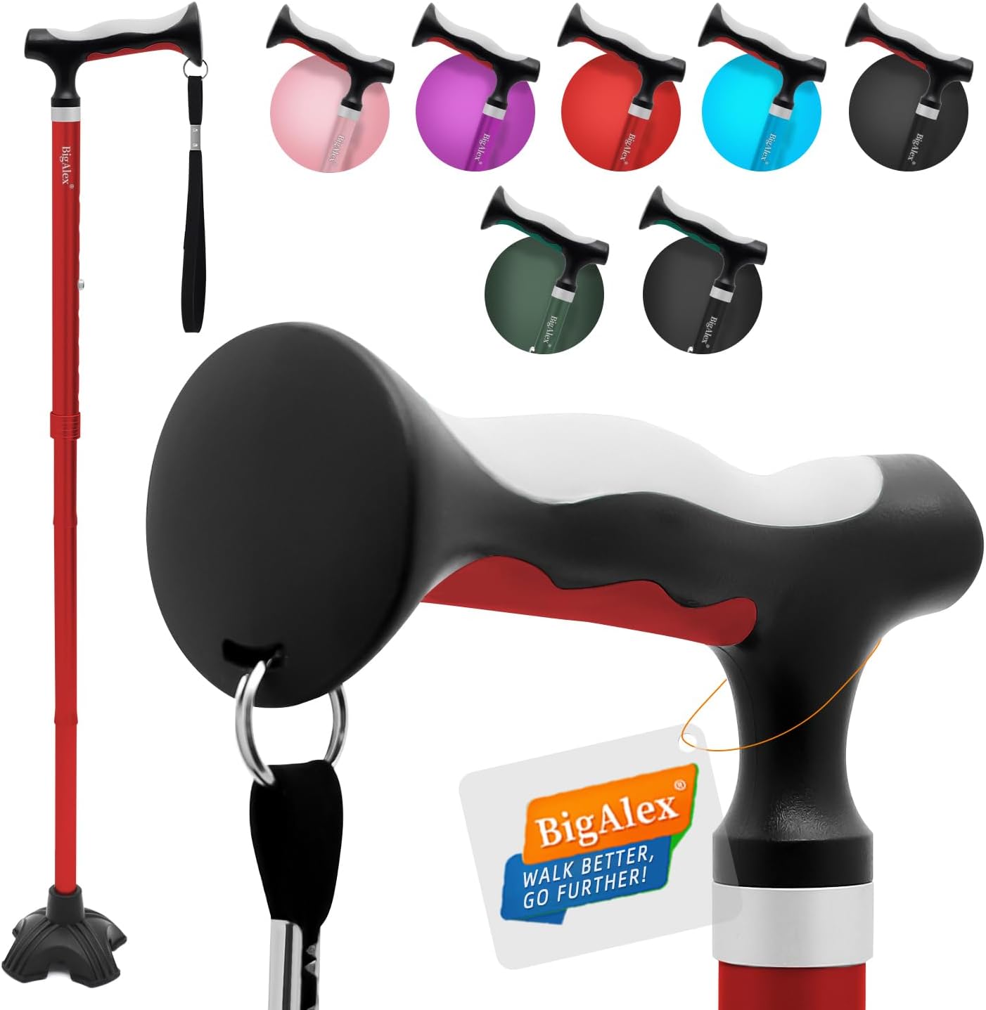 BigAlex Lightweight Collapsible Walking Cane for Seniors Comfort