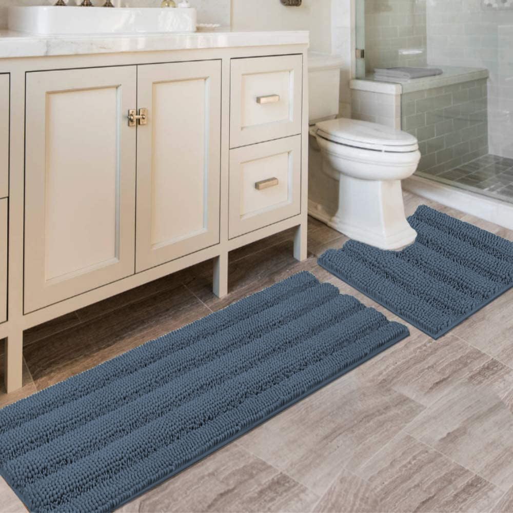 H.VERSAILTEX Bathroom Rug Sets Soft Chenille Non Slip Mats