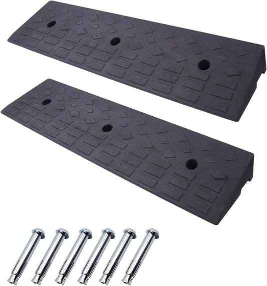 METFUIN 2 Pack 4in Rise Rubber Curb Ramp for Heavy Duty Use